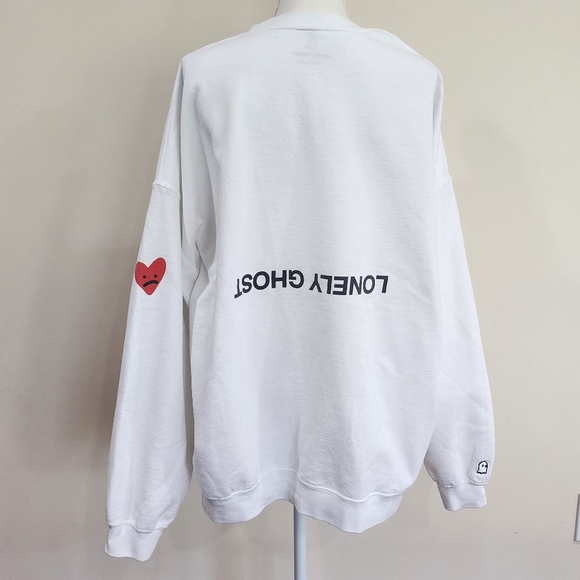 Lonely Ghost Heart On My Sleeve Crewneck Sweatshirt | White | XXXL - Picture 4 of 9